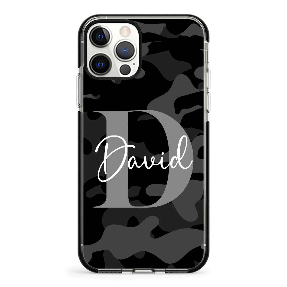 Apple iPhone 11 Pro Max / Impact Pro Black Phone Case Personalized Name Camouflage Military Camo, Phone case - Stylizedd.com