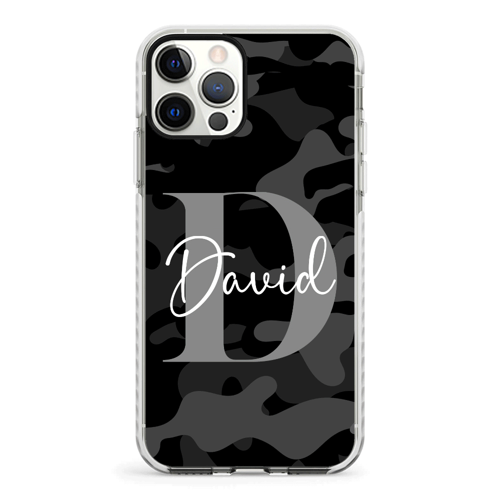 Apple iPhone 12 | 12 Pro / Impact Pro White Phone Case Personalized Name Camouflage Military Camo, Phone case - Stylizedd.com
