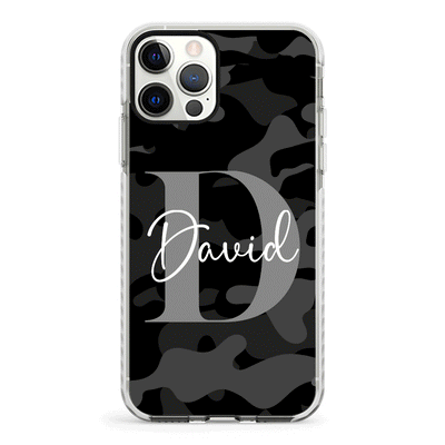 Apple iPhone 12 Pro Max / Impact Pro White Phone Case Personalized Name Camouflage Military Camo, Phone case - Stylizedd.com