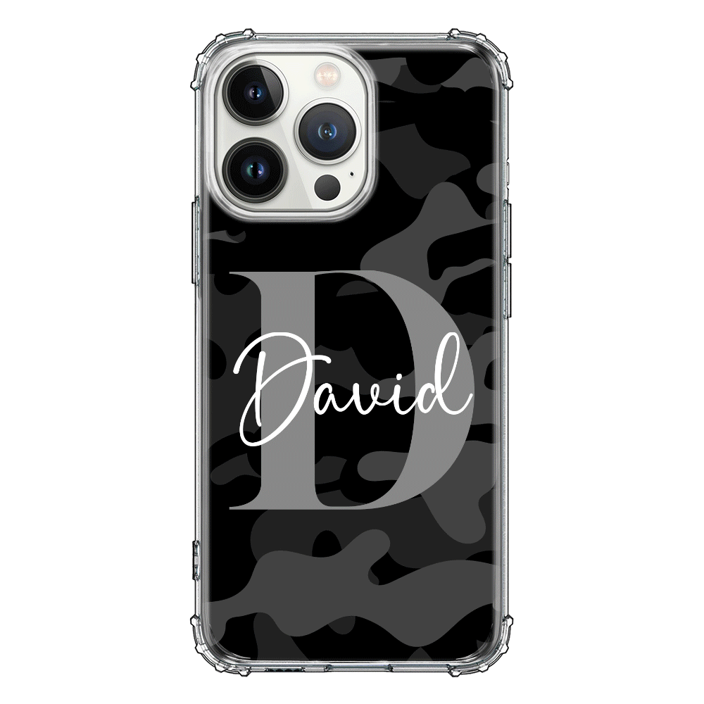 Apple iPhone 13 Pro / Clear Classic Phone Case Personalized Name Camouflage Military Camo, Phone case - Stylizedd.com
