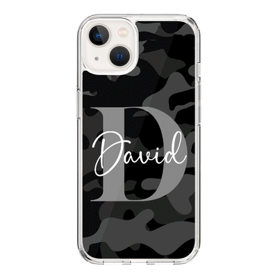 Apple iPhone 14 / Clear Classic Phone Case Personalized Name Camouflage Military Camo, Phone case - Stylizedd.com