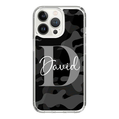 Apple iPhone 14 Pro / Clear Classic Phone Case Personalized Name Camouflage Military Camo, Phone case - Stylizedd.com