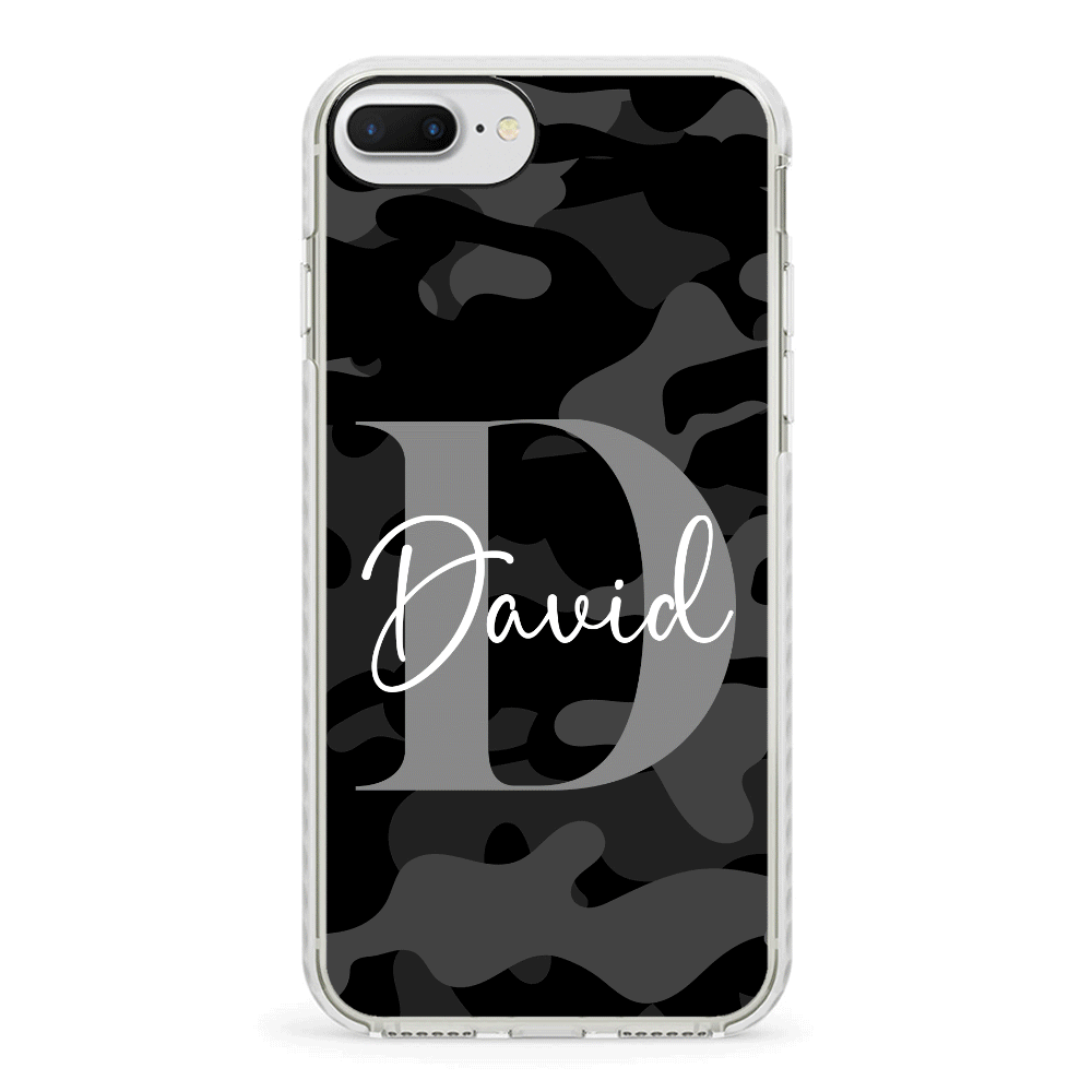 Apple iPhone 7 Plus / 8 Plus / Impact Pro White Phone Case Personalized Name Camouflage Military Camo, Phone case - Stylizedd.com