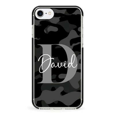 Apple iPhone 7/8/SE (2020) / Impact Pro Black Phone Case Personalized Name Camouflage Military Camo, Phone case - Stylizedd.com