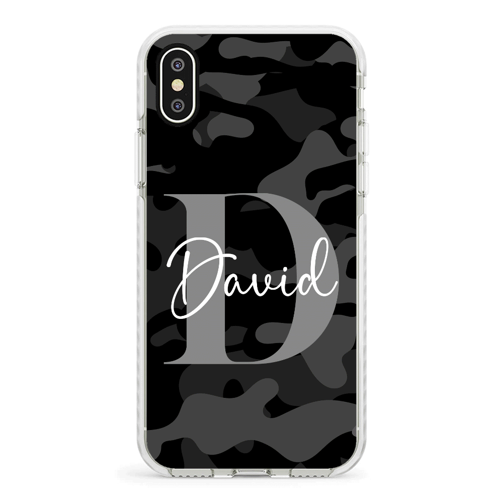 Apple iPhone X / iPhone XS / Impact Pro White Phone Case Personalized Name Camouflage Military Camo, Phone case - Stylizedd.com