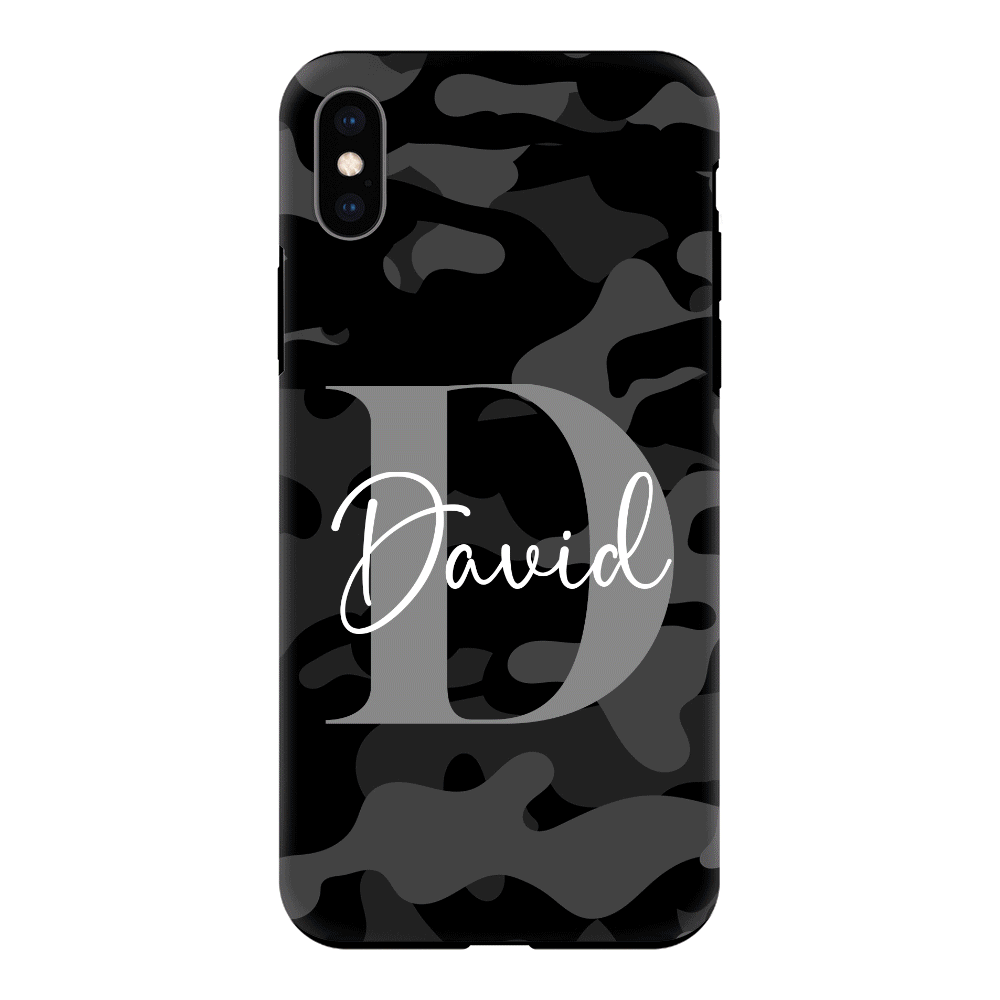 Apple iPhone X / iPhone XS / Tough Pro Phone Case Personalized Name Camouflage Military Camo, Phone case - Stylizedd.com