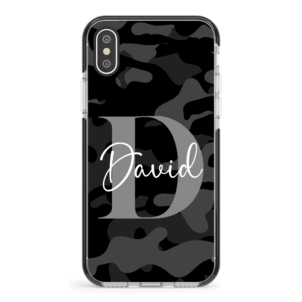 Apple iPhone XR / Impact Pro Black Phone Case Personalized Name Camouflage Military Camo, Phone case - Stylizedd.com
