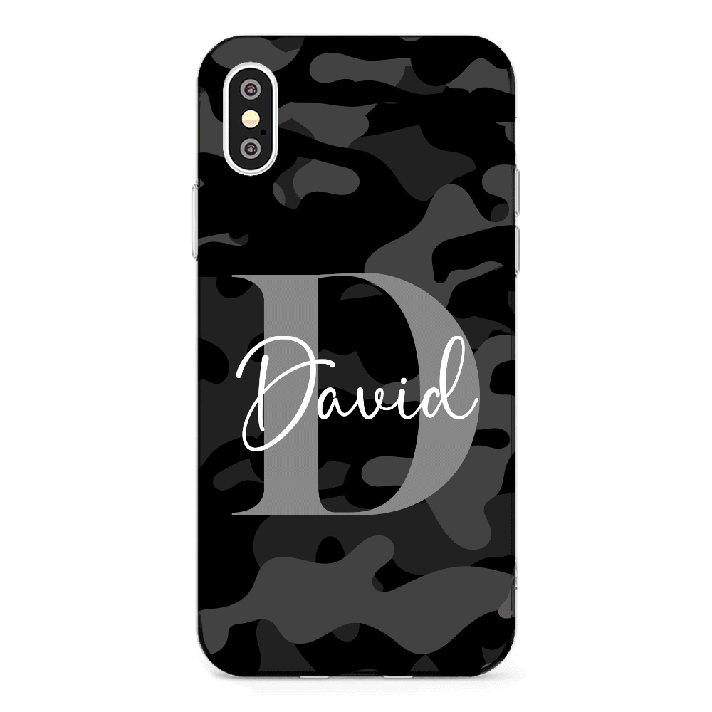 Apple iPhone XS MAX / Clear Classic Phone Case Personalized Name Camouflage Military Camo, Phone case - Stylizedd.com