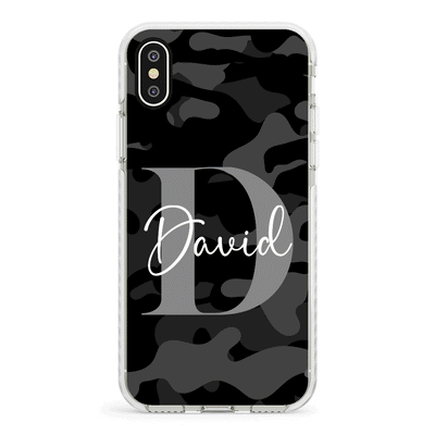 Apple iPhone XS MAX / Impact Pro White Phone Case Personalized Name Camouflage Military Camo, Phone case - Stylizedd.com