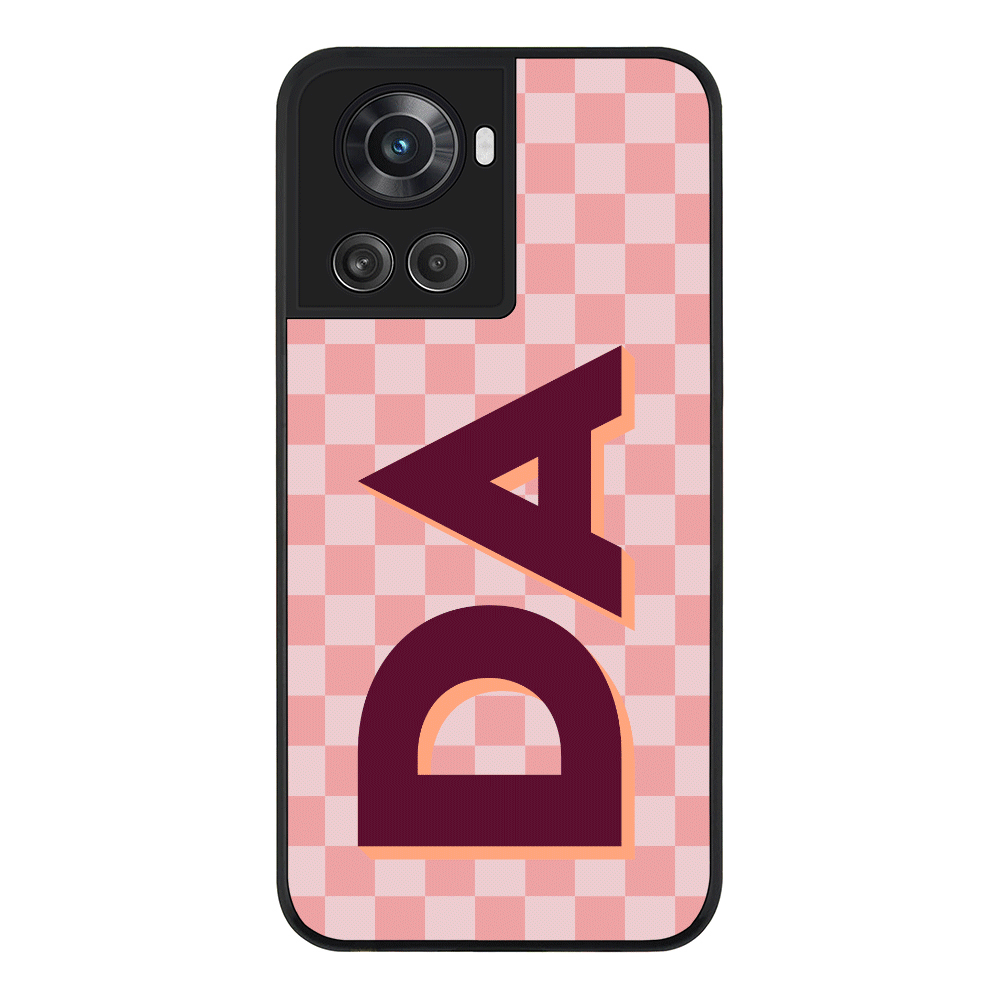 OnePlus 10R 5G / OnePlus Ace 5G Rugged Black Custom Monogram Initial Small Checkerboard, Phone Case - OnePlus - Stylizedd.com