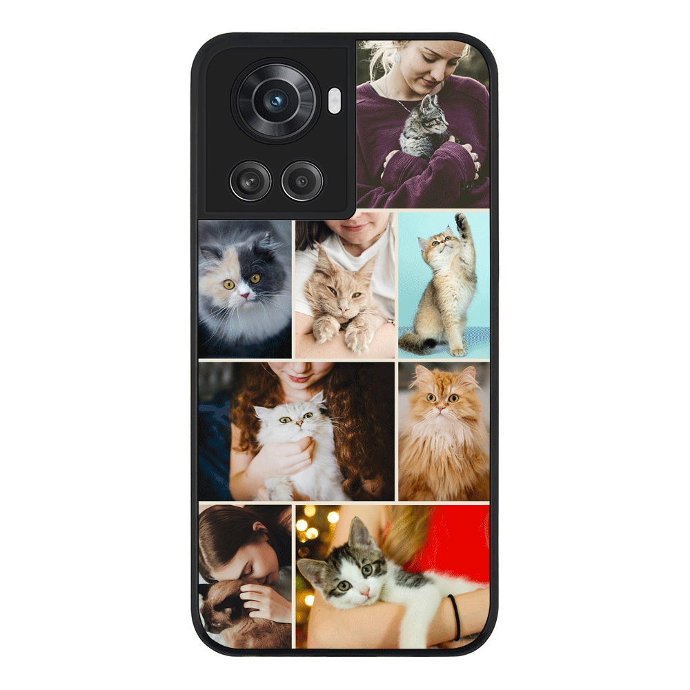 OnePlus 10R 5G / OnePlus Ace 5G / Rugged Black Personalised Photo Collage Grid Pet Cat, Phone Case - OnePlus - Stylizedd.com