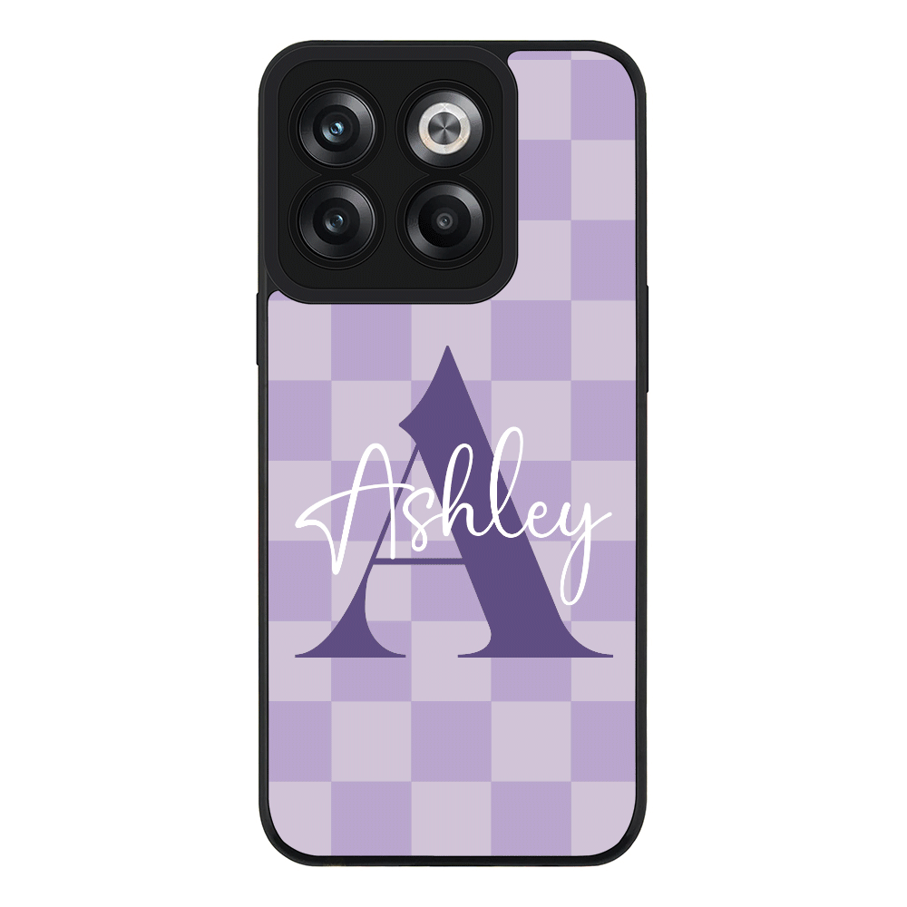 OnePlus 10T / Rugged Black Phone Case Personalized Name Initial Monogram Checkerboard, Phone Case - OnePlus - Stylizedd