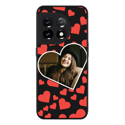 OnePlus 11 5G / Rugged Black Phone Case Custom Photo Heart shaped, Phone Case - OnePlus - Stylizedd