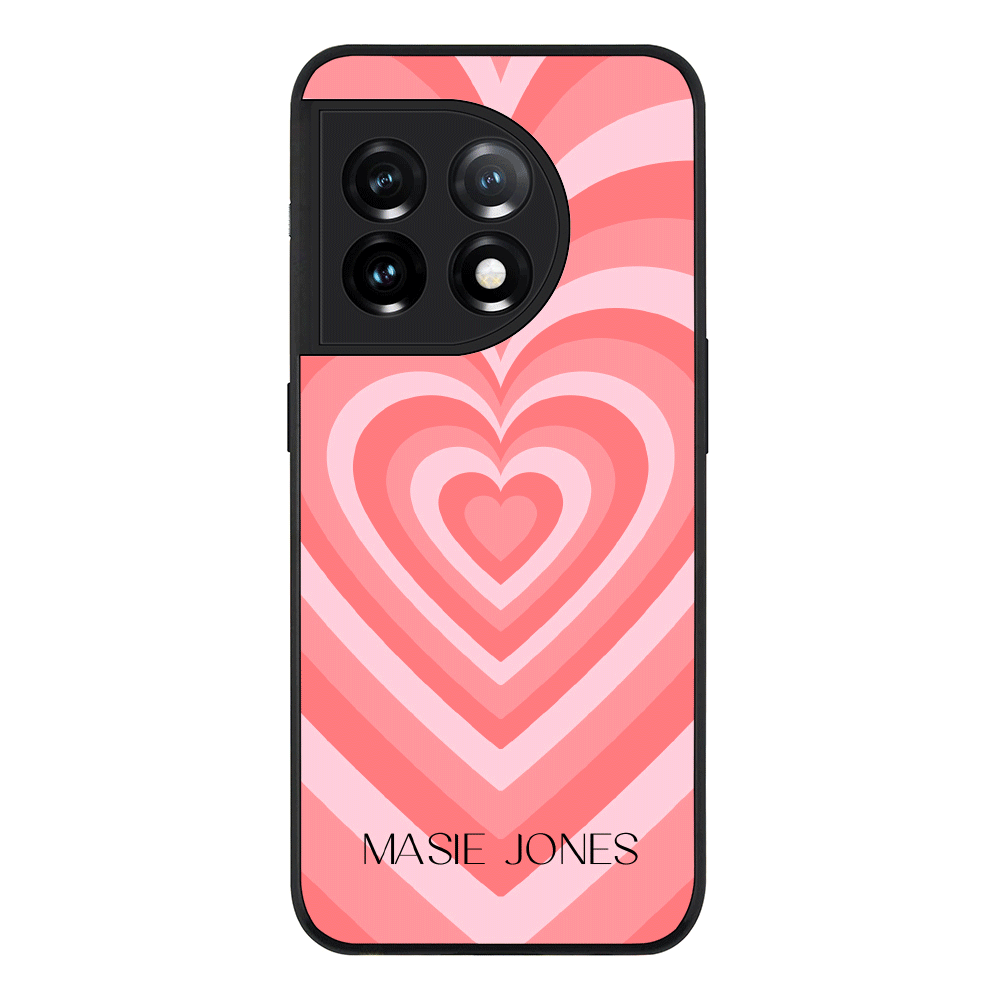 OnePlus 11 5G Rugged Black Personalized Name Retro Hearts, Phone Case - OnePlus - Stylizedd.com