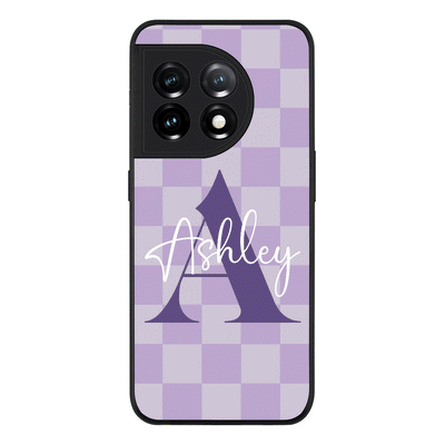 OnePlus 11R 5G / OnePlus Ace 2 / Rugged Black Phone Case Personalized Name Initial Monogram Checkerboard, Phone Case - OnePlus - Stylizedd