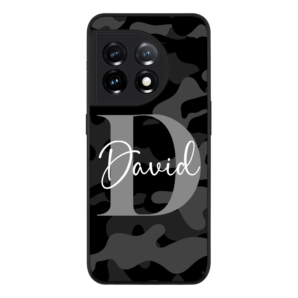 OnePlus 11R 5G / OnePlus Ace 2 Rugged Black Personalized Name Camouflage Military Camo Phone Case - OnePlus - Stylizedd.com