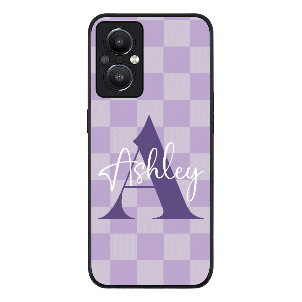 OnePlus Nord N20 5G / Rugged Black Phone Case Personalized Name Initial Monogram Checkerboard, Phone Case - OnePlus - Stylizedd