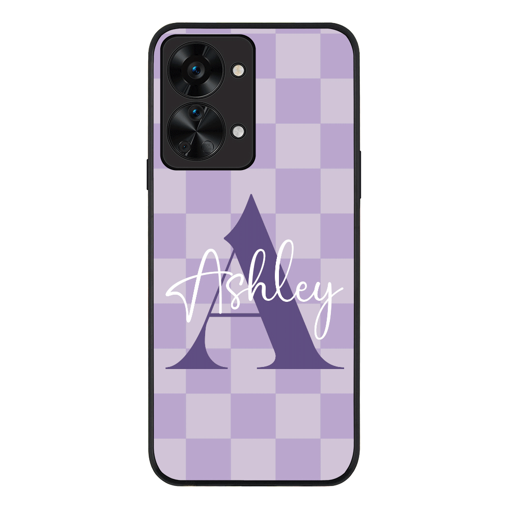 OnePlus Nord 2T / Rugged Black Phone Case Personalized Name Initial Monogram Checkerboard, Phone Case - OnePlus - Stylizedd