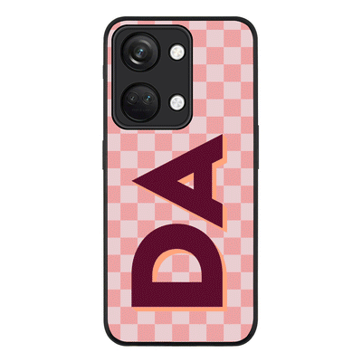 Custom Monogram Initial Small Checkerboard Phone Case - OnePlus - Nord 3 5G / Ace 2V / Rugged Black