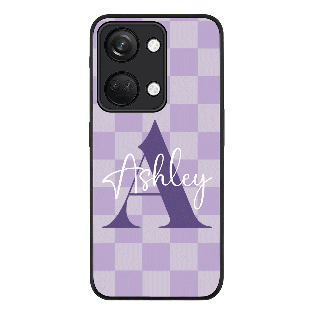 OnePlus Nord 3 5G / OnePlus Ace 2V / Rugged Black Phone Case Personalized Name Initial Monogram Checkerboard, Phone Case - OnePlus - Stylizedd
