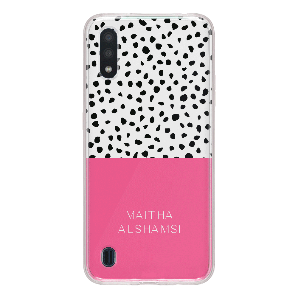Samsung Galaxy A01 / Clear Classic Personalized Text Colorful Spotted Dotted, Phone Case - Samsung A Series - Stylizedd.com
