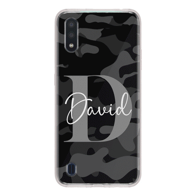 Samsung Galaxy A01 / Clear Classic Phone Case Personalized Name Camouflage Military Camo Phone Case - Samsung A Series - Stylizedd