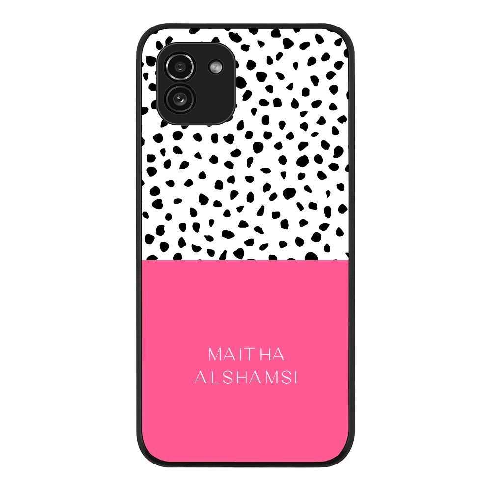 Samsung Galaxy A03 4G / Rugged Black Personalized Text Colorful Spotted Dotted, Phone Case - Samsung A Series - Stylizedd.com