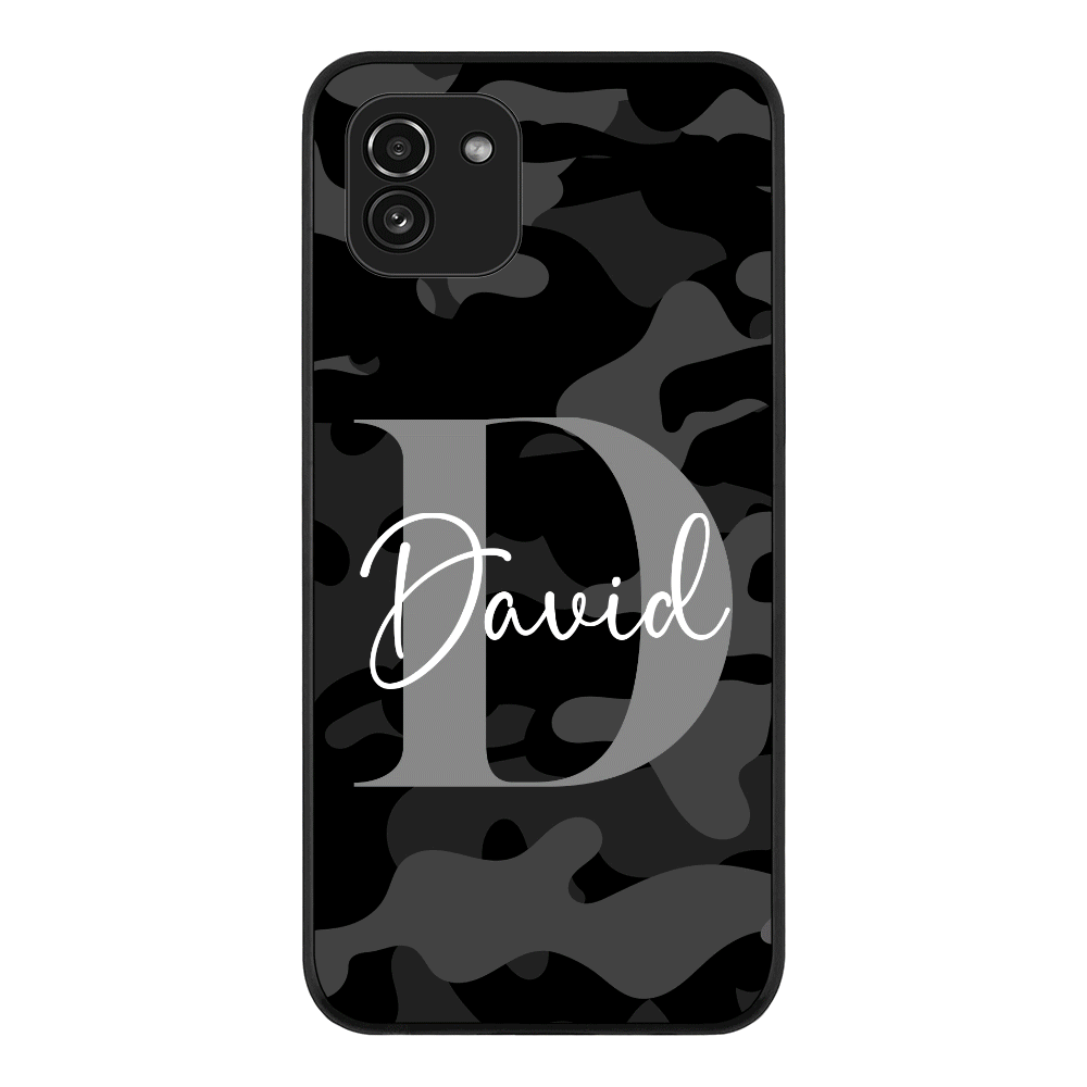 Samsung Galaxy A03 4G / Rugged Black Phone Case Personalized Name Camouflage Military Camo Phone Case - Samsung A Series - Stylizedd