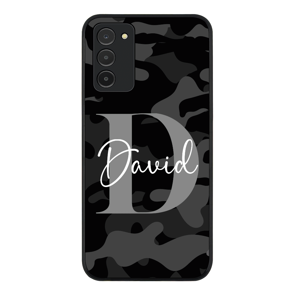 Samsung Galaxy A03s 4G / Rugged Black Phone Case Personalized Name Camouflage Military Camo Phone Case - Samsung A Series - Stylizedd
