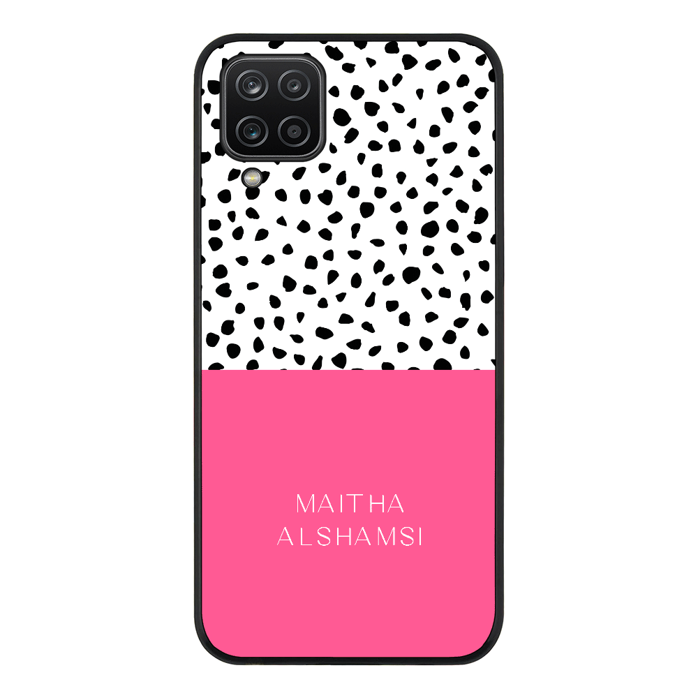 Samsung Galaxy A12 / M12 4G / Rugged Black Personalized Text Colorful Spotted Dotted, Phone Case - Samsung A Series - Stylizedd.com
