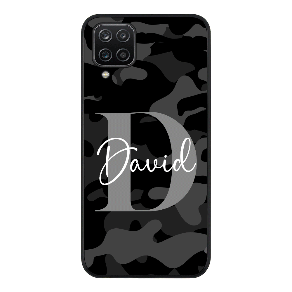Samsung Galaxy A12 / M12 4G / Rugged Black Phone Case Personalized Name Camouflage Military Camo Phone Case - Samsung A Series - Stylizedd
