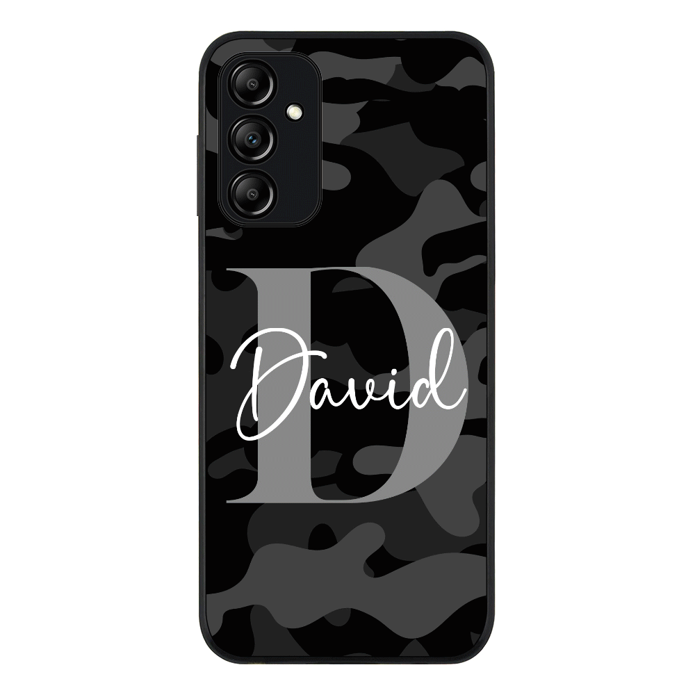 Samsung Galaxy A14 5G / Rugged Black Phone Case Personalized Name Camouflage Military Camo Phone Case - Samsung A Series - Stylizedd