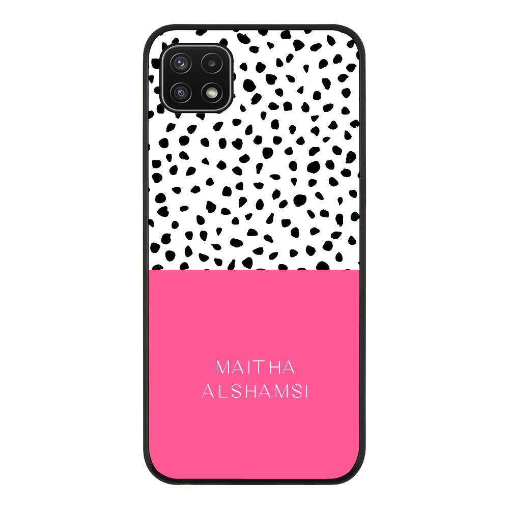Samsung Galaxy A22 5G / Rugged Black Personalized Text Colorful Spotted Dotted, Phone Case - Samsung A Series - Stylizedd.com