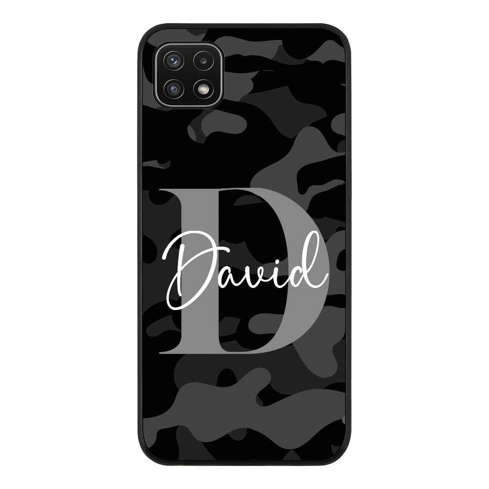 Samsung Galaxy A22 5G / Rugged Black Phone Case Personalized Name Camouflage Military Camo Phone Case - Samsung A Series - Stylizedd
