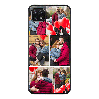 Samsung Galaxy A22 5G / Rugged Black Personalised Valentine Photo Collage Grid, Phone Case - Samsung A Series - Stylizedd.com
