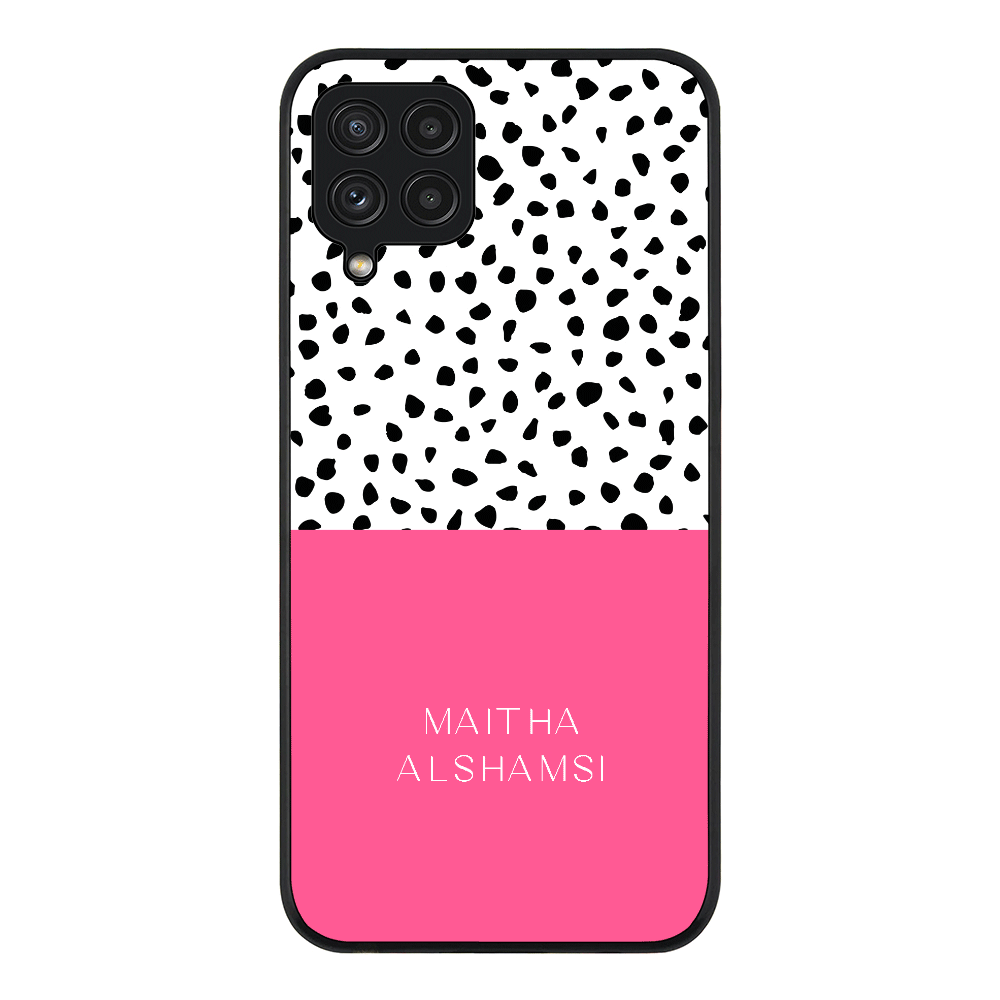 Samsung Galaxy A22 4G / Rugged Black Personalized Text Colorful Spotted Dotted, Phone Case - Samsung A Series - Stylizedd.com