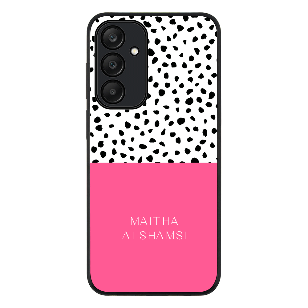 Samsung Galaxy A25 / Rugged Black Personalized Text Colorful Spotted Dotted, Phone Case - Samsung A Series - Stylizedd.com