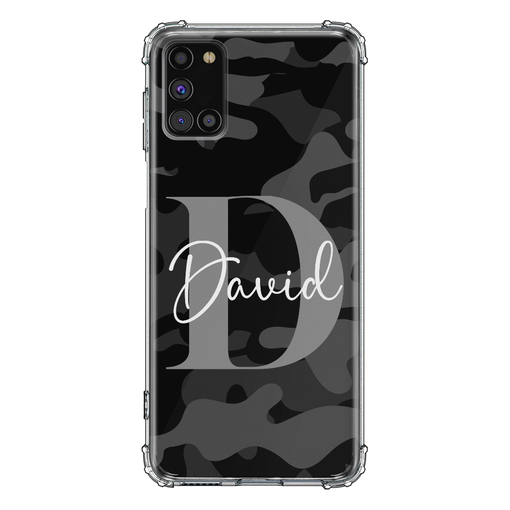 Samsung Galaxy A31 / Clear Classic Phone Case Personalized Name Camouflage Military Camo Phone Case - Samsung A Series - Stylizedd