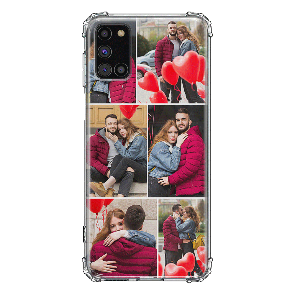 Samsung Galaxy A31 / Clear Classic Personalised Valentine Photo Collage Grid, Phone Case - Samsung A Series - Stylizedd.com