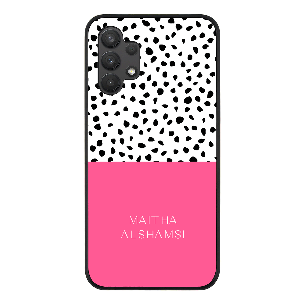 Samsung Galaxy A32 4G / Rugged Black Personalized Text Colorful Spotted Dotted, Phone Case - Samsung A Series - Stylizedd.com