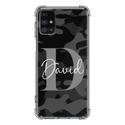 Samsung Galaxy A71 4G / Clear Classic Phone Case Personalized Name Camouflage Military Camo Phone Case - Samsung A Series - Stylizedd