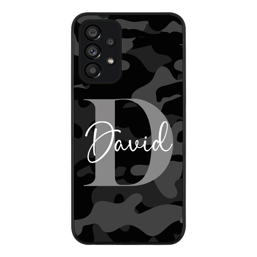 Samsung Galaxy A73 5G / Rugged Black Phone Case Personalized Name Camouflage Military Camo Phone Case - Samsung A Series - Stylizedd