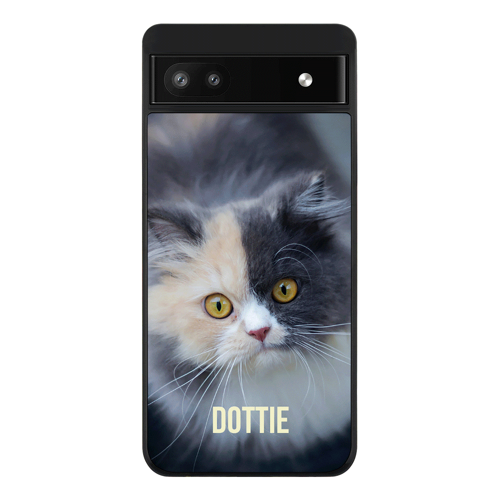 Google Pixel 6a / Rugged Black Personalized Pet Cat, Phone Case - Google - Stylizedd.com