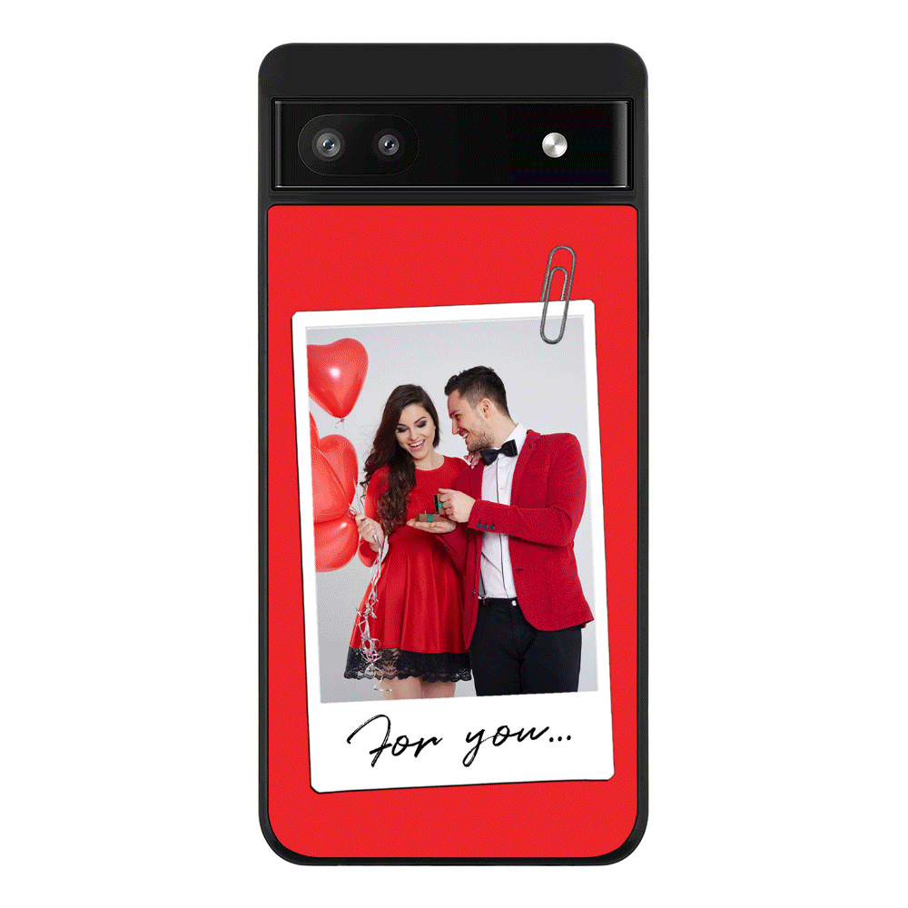 Google Pixel 6a / Rugged Black Personalized Polaroid Photo Valentine, Phone Case - Google - Stylizedd.com