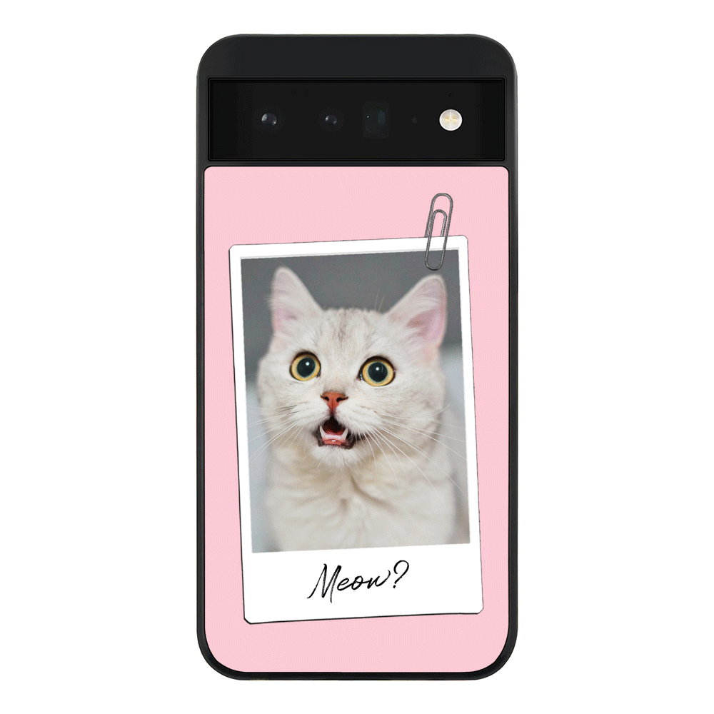 Google Pixel 6 5G / Rugged Black Polaroid Photo Pet Cat, Phone Case - Google - Stylizedd.com
