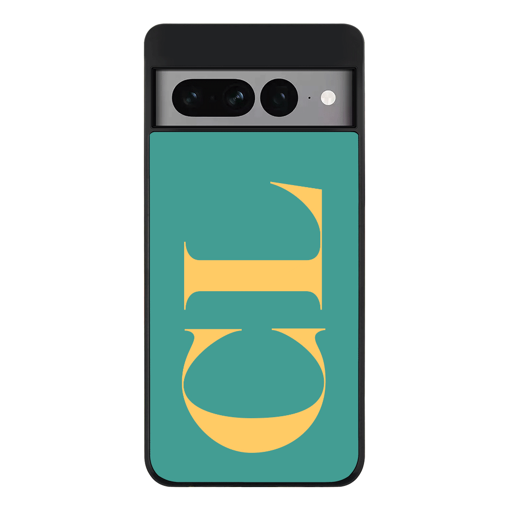 Google Pixel 7 Pro / Rugged Black Phone Case Personalized Monogram Large Initial 3D Shadow Text, Phone Case - Google - Stylizedd