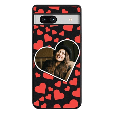 Custom Photo Heart shaped Phone Case - Google - Pixel 7a 5G / Rugged Black - Stylizedd