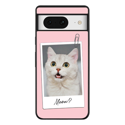 Google Pixel 8 / Rugged Black Polaroid Photo Pet Cat, Phone Case - Google - Stylizedd.com
