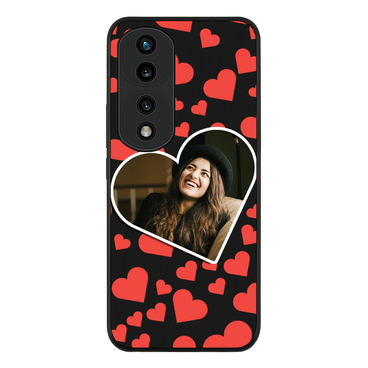 Honor 70 Pro / Rugged Black Phone Case Custom Photo Heart shaped, Phone Case - Honor - Stylizedd