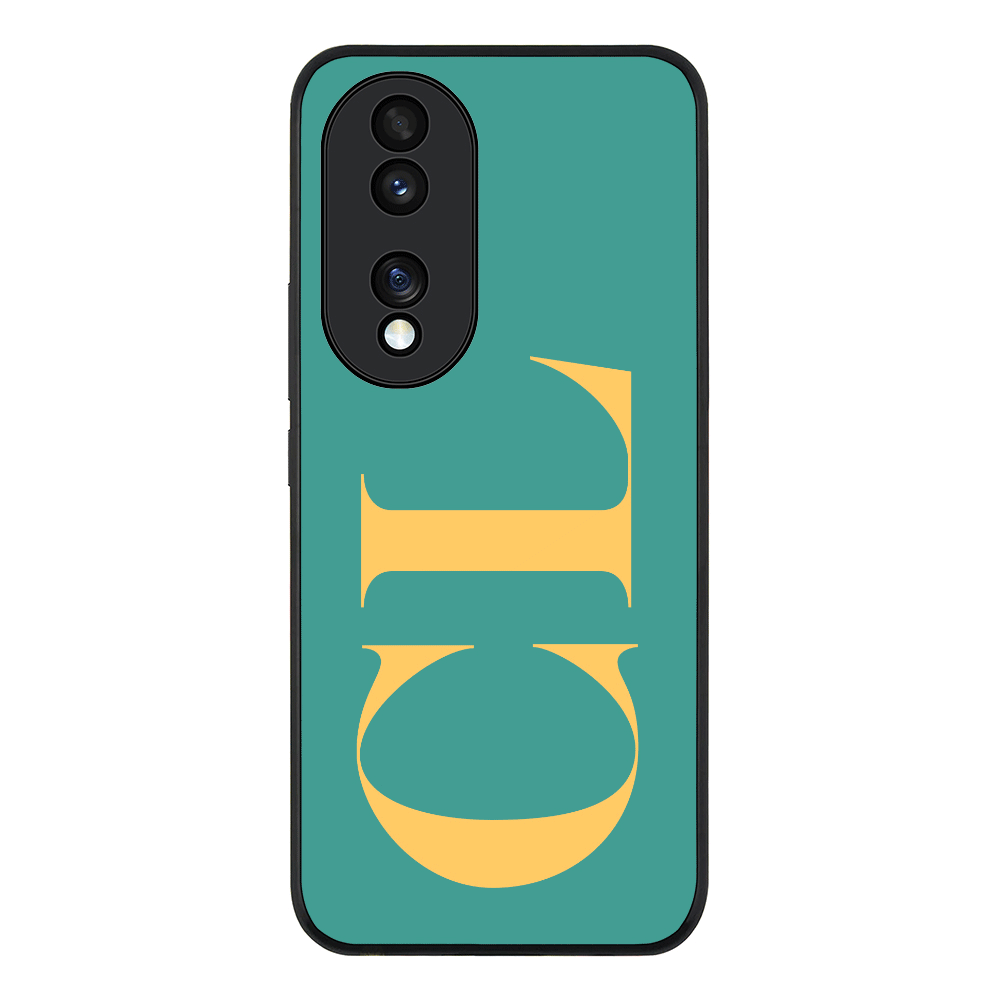 Honor 70 Rugged Black Personalized Monogram Large Initial 3D Shadow Text, Phone Case - Honor - Stylizedd.com